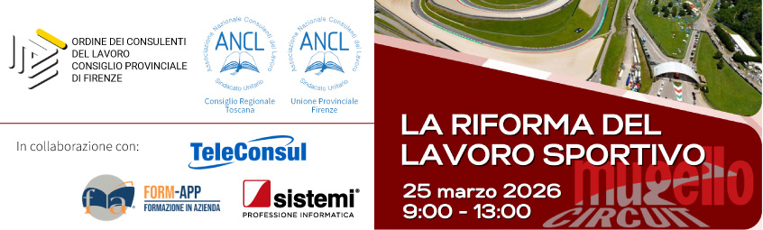 Evento regionale “La riforma del lavoro sportivo” con l’ANCL Consiglio Regionale Toscana