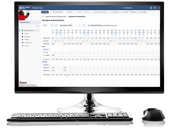 schermata prodotto JOB/Presenze web di Sistemi per la gestione decentrata delle presenze